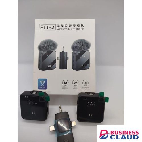 3-in-1 F11-2 Wireless Lavalier Microphone Omnidirectional for Mobile Phone Vlog/Video Recording & Interview for Mobile Use