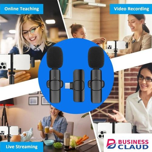 K9 Mini Wireless Mic System with Dual Lavalier Mics for Smartphone Video, Audio, Podcast Recording