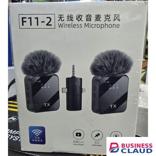 F11-2 Wireless Lavalier Microphone – Dual 3-in-1 Mic for iPhone, Android, DSLR