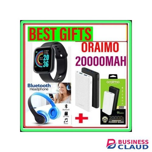 Oraimo Powerbank 20000Mah Black + Headphone + Smart Watch
