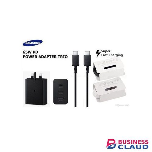 Samsung 65W 25W 15W Trio USB TYPE C PD SUPER FAST CHARGER WITH USB C - C CABLE - BLACK