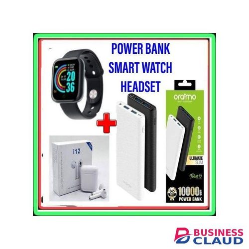 Oraimo Original Powerbank 10000Mah For Tecno Phones Spark 10 + Headset + Smart Watch