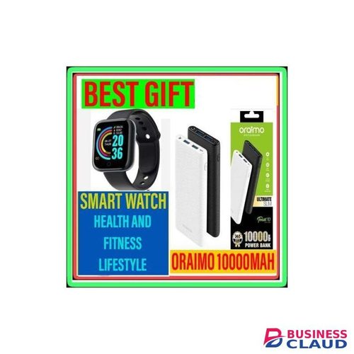 Oraimo Powerbank PB 10K Mah-Black + FREE Smart Watch