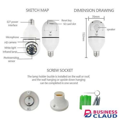 CALUS 360° PTZ V380 Pro E27 Smart Bulb Wi-Fi Security Camera with Remote Access and Alerts
