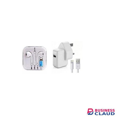 Apple 12W BIG Charger For IPhone 5 6 7/IPad/Ipod IPHONE X With BLUETTOOTH Earphones