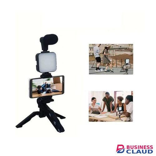 AY-49 Lightweight Vlog Kit With Bright LED Video Light And Tripod Mic Mount