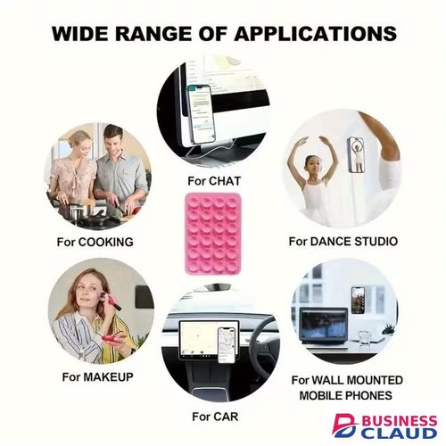 Self-Adhesive double sided Silicone Phone Anti-Slip 24 Suction Cups - Durable, Easy to Use, Long-Lasting Phone Grip for Mobile Devices & Power Banks, Compatible with Most Smartphones- DARK GREY