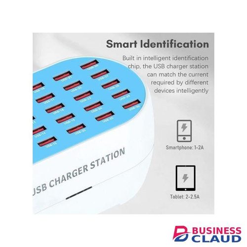 30 Port USB Smart Charging Station for Multiple Devices at Once, Fast Charger Dock Hub Desktop Multi-Protection Recognition, Suitable for Travel, Family Gatherings, Schools, Shopping malls, Hotels, Shops, Kinyozi