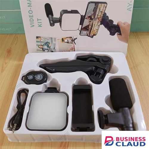 AY-49 YouTube Starter Video Kit With Bright LED, Tripod And Audio Mic