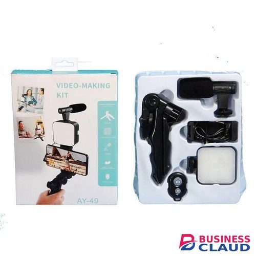 AY-49 Mini Tripod with LED Video Light and Microphone