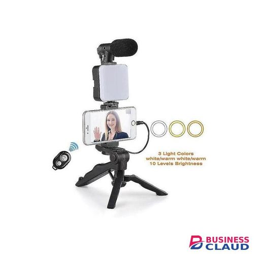 AY49 Mini Microphone and LED Light with Tripod Stand for Live Streaming