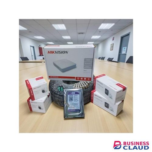 Hikvision Complete 4 1080P Full HD 2MP Cameras Security Surveillance Kit with Live Smartphone View, Motion Detection, Night Vision LEDs, Cloud Backup Support, 4CH DVR, 500GB Harddisk