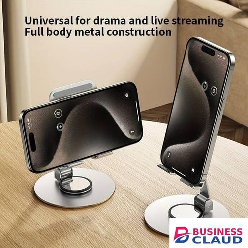 360 Degree Rotating Cell Phone Holder, Angle Height Adjustable Cell Phone Holder With Silicone Pad For Desktop Fully Foldable Mobile Phone