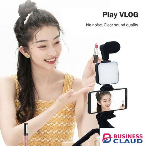 AY-49 Professional Video Blogging Kit With Bright Fill Light And Noise Reduction Mic – Ideal For Vloggers