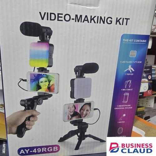 AY49 RGB LED Fill Light, Noise-Canceling Mic & Tripod Stand – Complete Video Setup For Live Streaming & Video Recording