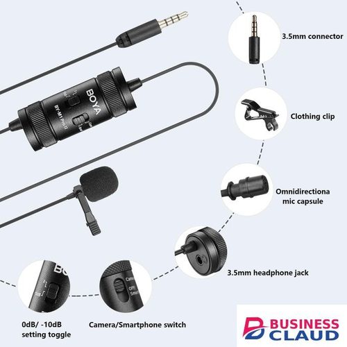 Boya BY-M1 Professional Wired Microphone Lapel Lavalier Mic for DSLR, Smartphone, and PC