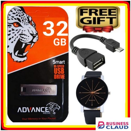 Advance NEW High Speed Flash Drive Disks 32GB With OTC Cable For Tecno, Samsung, Xiaomi Smartphones, Laptop, TV HD + Watch