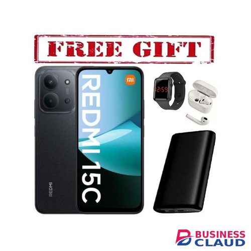 XIAOMI Redmi 15C, 6.9', Up to 16GB Extended RAM + 256GB Storage, 6000 mAh (Dual Sim) 1 Year warranty -COMES WITH FREE POWER BANK, LED WATCH AND AIRPODS FOR - BLACK