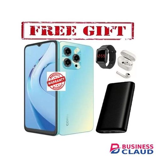 Corn C16 Pro Max 64GB Storage +5(2+3Extended ) RamUnlocked Cell Phone, Android 6.6"HD +WATERDROP SCREEN 13MP Main Camera,8mp Front camera 5000mAh Dual SIM, Face ID, smart Phone COMES WITH FREE LED WATCH, POWERBANK AND AIRPODS FOR YOU blue