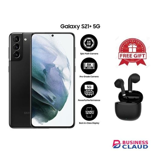 Samsung Galaxy S21 Plus 5G, 6.7" Dynamic AMOLED, 128 GB Storage, Single Sim, Black with free top quality Earbuds