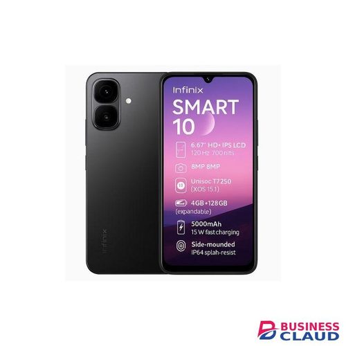 Infinix Smart 10 - 6.67”- 128GB ROM- 4+4GB RAM-8MP /8MP -5000mAh - Black