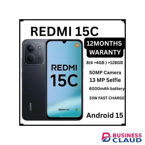 XIAOMI Redmi 15C, 6.9'',up to 8GB Extended RAM+ 128GB Storage, Battery: 6000 mAh,1 YEAR WARRANTY WITH FREE GIFTS!!!