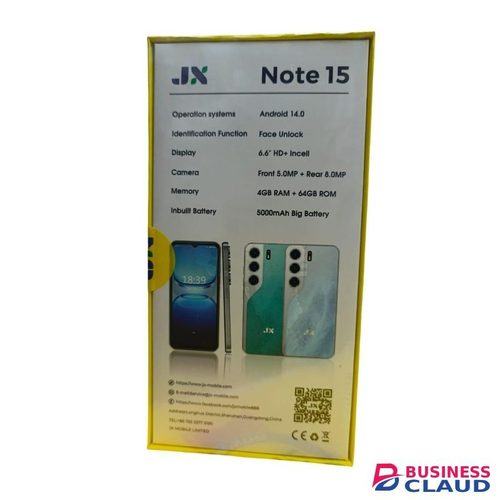 Jx Note 15 6.6" HD+Incell Display 64GB+4GB RAM 8MP Dual Sim Android 14 5000mAh + Free Phone Stand + Wireless Earbuds