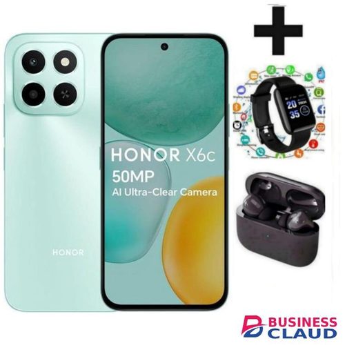 Honor X6C 6.61'' Displays, 6GB RAM + 256GB ROM, 5300mAh, Android 14, 50MP CAMERA, Dual SIM WATCH PODS
