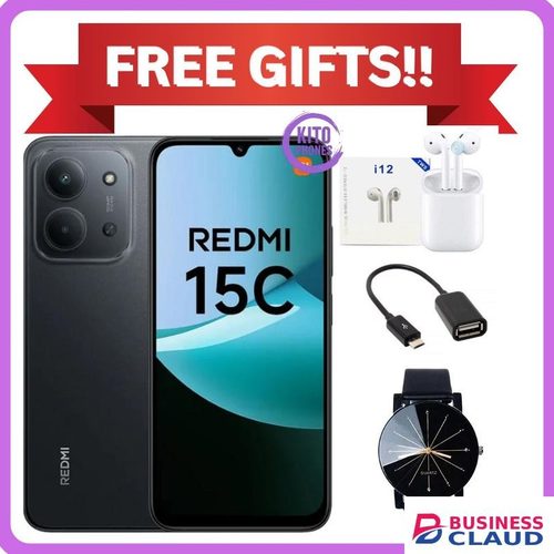 XIAOMI 15C 128GB Storage Upto 8(4+4)GB Ram 6.9'' 50MP Main Cam +8MP front 6000mAh 33W Fast Charger -BLACK(1 YEAR WARRANTY) +FREE GIFTS (WATCH+OTG CABLE+AIRPODS)