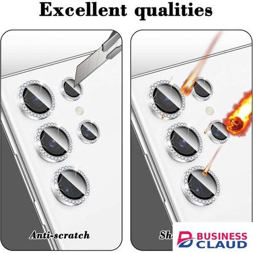 Aluminium Metal Ring Camera Lens Protector with Diamond Glitter Design for Samsung Galaxy S22 Ultra