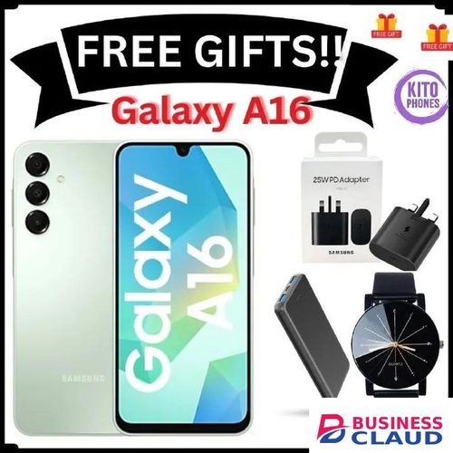 Samsung Galaxy A16 128GB+6GB 6.7" Super AMOLED Display 50MP Triple Camera Android 14 Mediatek Helio G99 5000mAh + FREE GIFTS (ADAPTER, POWERBANK, WATCH)
