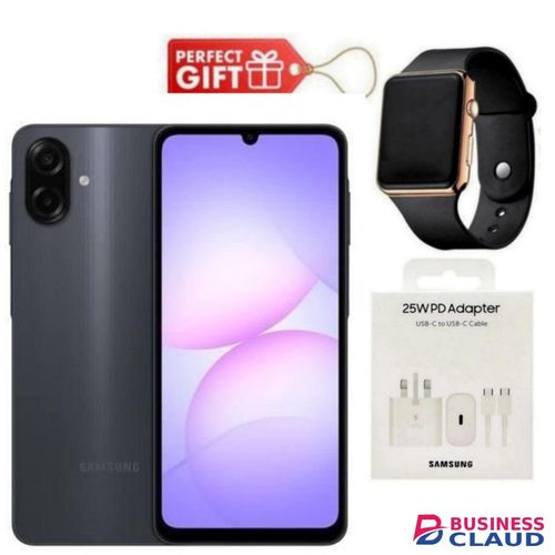 Samsung Galaxy A07, 6.7", 8GB RAM + 256GB RM (Dual SIM), 5000mAh, Black + Led Watch & Travel Adapter