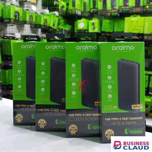 Oraimo Toast 15 Flash (OPB-1100D) 10000mAh Power Bank. It features 15W fast charging with AniFast™ technology and can charge multiple devices simultaneously
