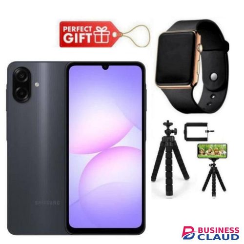 Samsung Galaxy A07, 6.7", 8GB RAM + 256GB RM (Dual SIM), 5000mAh, Black + Led Watch & Tripod Stand