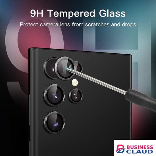Samsung Galaxy S22 Ultra Phone Case, Black Metal Ring Camera Lens Protector for Enhanced Protection for Second Device