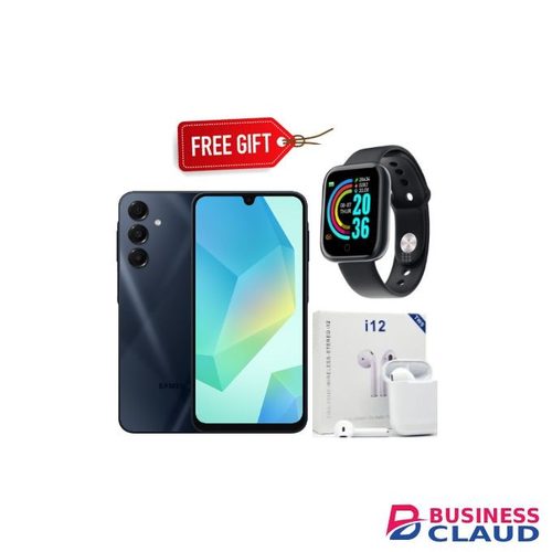 Samsung Galaxy A16, 4GB+128GB ROM 6.7" HD, Android 14,50MP-Camera, Battery-5000mah - Black+Smartwatch+Earpods