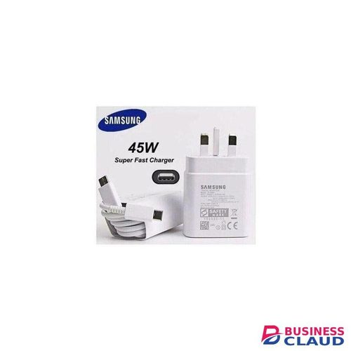 Samsung 45 Watts White Super Fast Charger/ Adapter With Type C Output For Galaxy A16, A06, A26, A36, A56, A14, A15, A23, A24, A25, A33, A34, A35, A53, A54, A55, A73, A74, S23, S23 Plus, S24, S24 Plus, S24 Ultra, S21,S25ultra, S22 Plus, S22 Ultra, S22