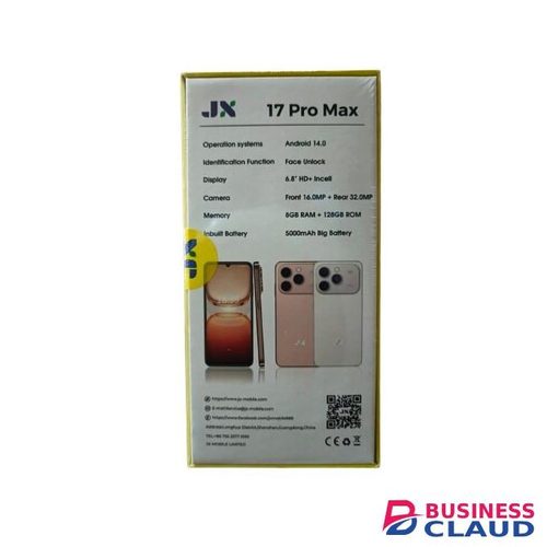 Jx 17 Pro Max 6.8" Display 128GB+8GB RAM 32MP Rear 16MP Front Camera Dual Sim Type C Android 14 5000mAh + Free Gifts