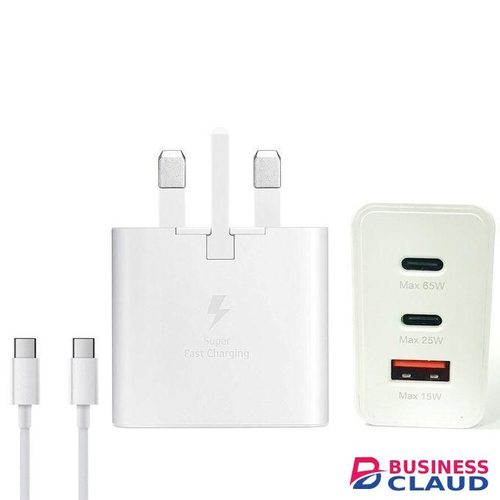 Samsung Offer GALAXY (3 in 1)Trio)65 Watt 25 Watts 15 Watts Multi Port (Trio) Fast Charger with C to C Cable FOR A17,A07,A06S,A16,A26,A36,A56,A04,05,A05s, S23 Ultra Note 10/ Note 10+ 20 Ultra /S10 5G /S20/S20Ultra /S21Ultra/S22Ultra/Z Fold 3/ Z Flips