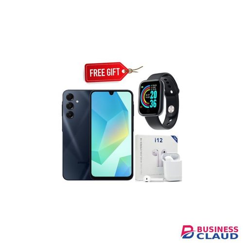Samsung Galaxy A16, 6GB+128GB ROM 6.7" HD, Android 14,50MP-Camera, Battery-5000mah - Black+Smartwatch+Earpods
