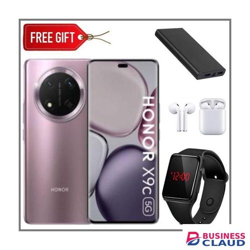 Honor X9C 6.78'' AMOLED (Curved Screen) 12GB RAM + 256GB ROM, 6600mAh, 108MP Camera, Android 14, 65W, Dual SIM - Purple + LED Watch + Earpods & Power Bank