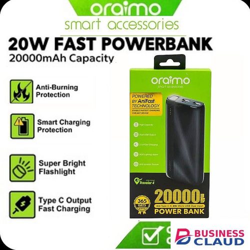 Oraimo Longlasting Fast Charger Power Bank 20000MAh For Smartphones And Kabambe Phones