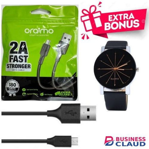 Oraimo 2A Fast Stronger USB Cable Fast Charging Cable For Android Smartphones & Button Mulika Mwizi Phones + GIFT Micro OTG Cable For Button Phones & Smartphones + FREE GIFT Wrist Watch