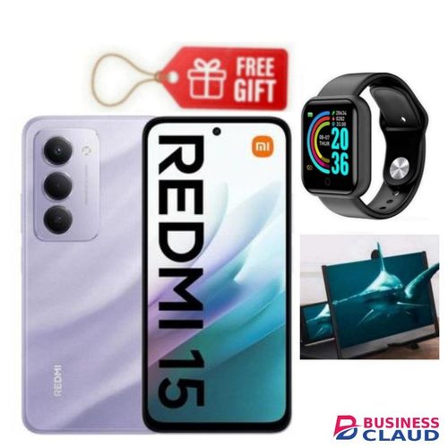 XIAOMI REDMI 15 4G, 6.9 Inches Display, 256GB ROM + 8GB RAM, Dual SIM, 7000mAh Battery (24 Months Warranty) + Smart Watch & Magnifier