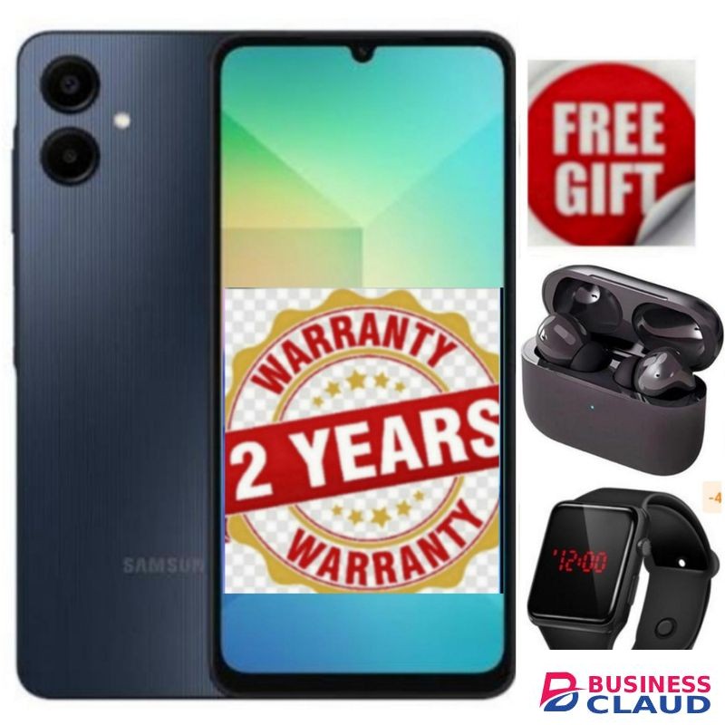 Samsung A06 6.7 DISPLAY 4GB RAM +128GB ROM 5000MAH DUAL SIM +EARPODS+WATCH Black--Lii