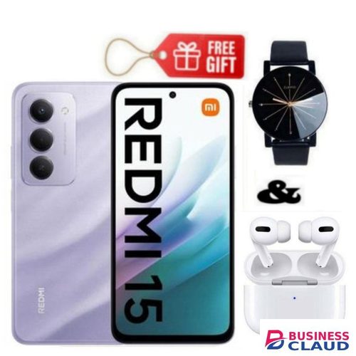 XIAOMI REDMI 15 4G, 6.9 Inches Display, 256GB ROM + 8GB RAM, Dual SIM, 7000mAh Battery (24 Months Warranty) + Web Watch & Airpods