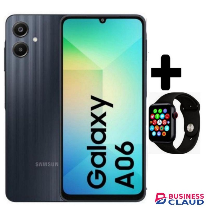 Samsung A06, 6.7'' Display, 4GB RAM + 64GB ROM (Dual Sim) 50MP Camera, 5000mAh+Smartwatch-BK