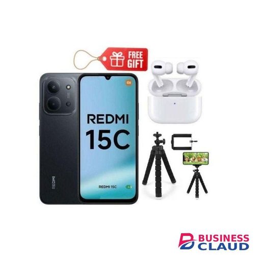 XIAOMI Redmi 15C, 6.9'',8GB RAM+ 256GB Storage, Battery: 6000 mAh,1 YEAR WARRANTY - Black + (Tripod & Aripods)
