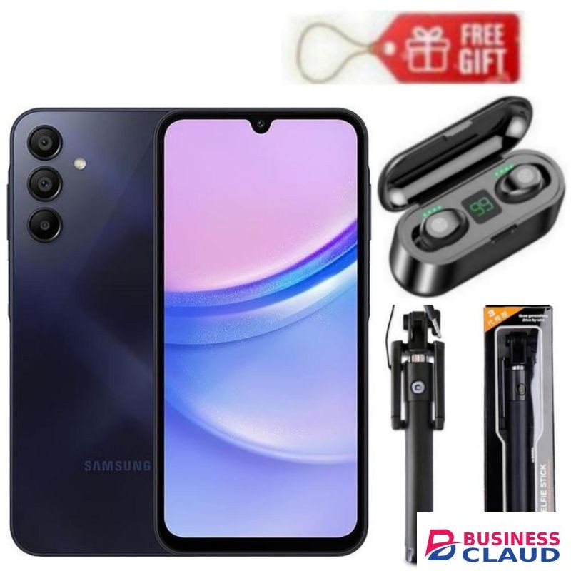 Samsung GALAXY A15, 6.5'' Display, 6GB RAM + 128GB ROM -(Dual Sim) 50MP, 5000mAh - BLUE BLACK + Free Gifts