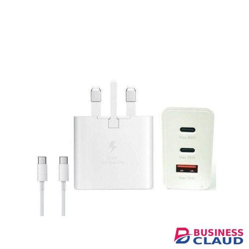 Samsung Original PD 65W Superfast Type C Trio Power Adapter/Charger For Galaxy S, F And A Series And Iphone And Other Smart Phones